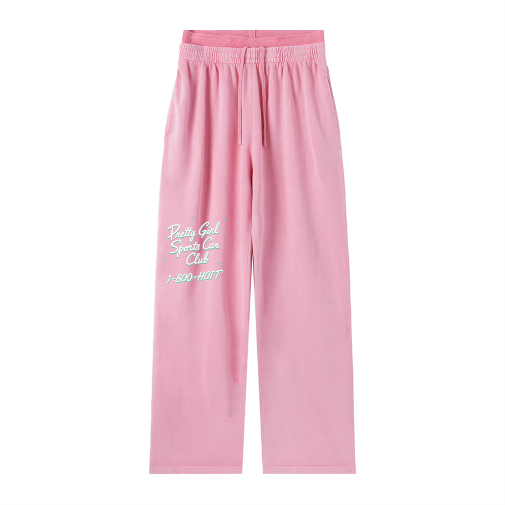 Pretty Girl Sports Car Club Washed Waist Pants — Rose Pink — Front